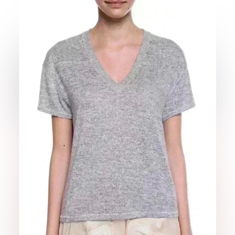 Rag & Bone Avyrl women’s heathered gray short sleeve top v-neck size medium - Picture 3 of 11